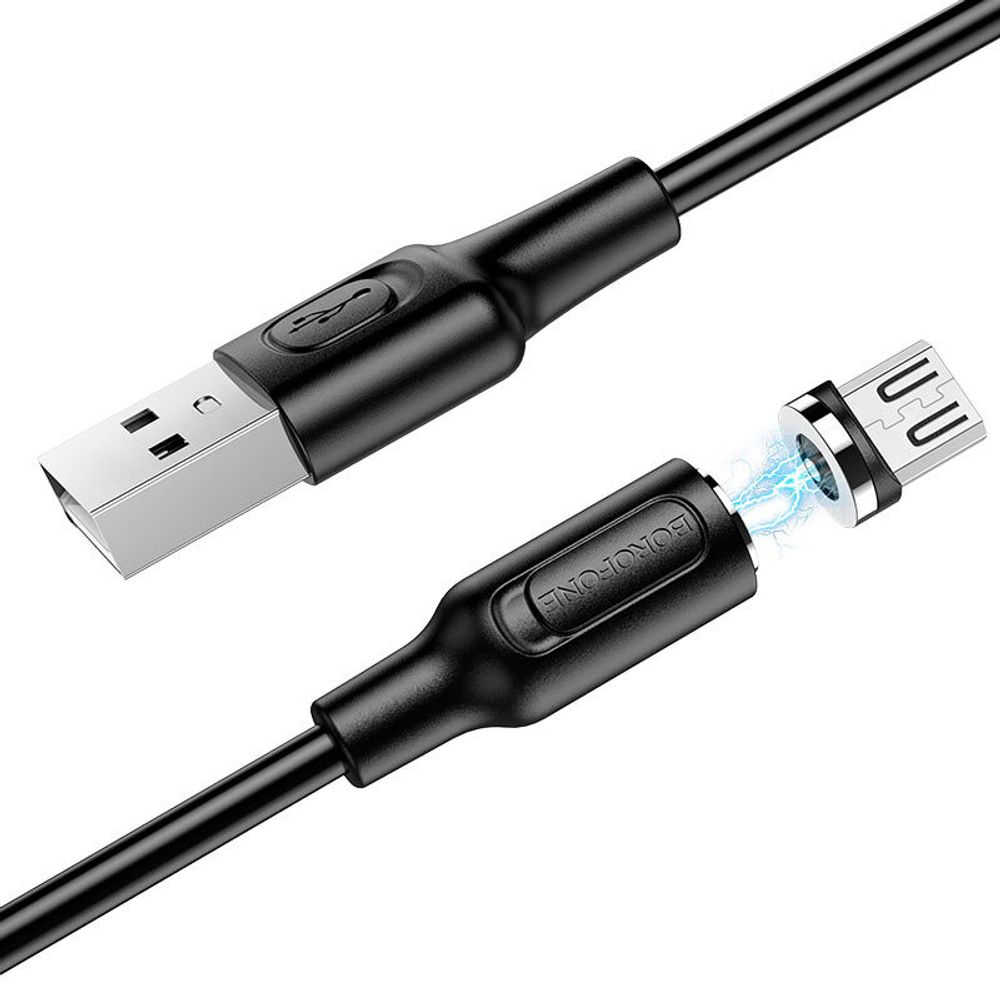 Кабель Borofone BX41 USB-microUSB 2.4A 1м магнитный PVC Black