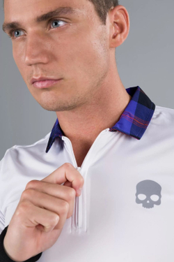 Мужское теннисное поло Hydrogen Tartan Zipped Tech Polo - белый