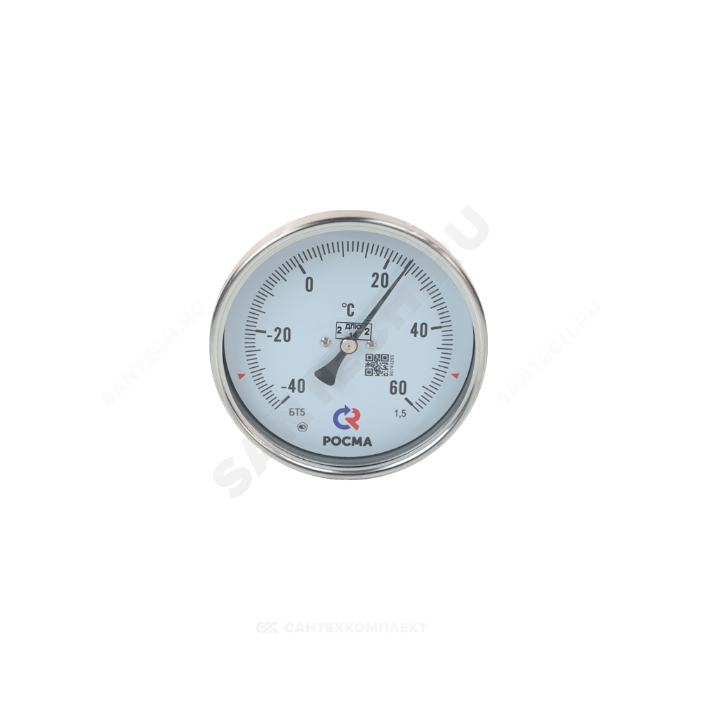 Термометр биметаллический осевой Дк100 -40+60С L=64мм G1/2" БТ-51.211 Росма 00000002528