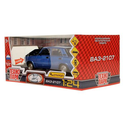 Модель ин. мет. "Ваз 2107" 17см, дв, кап., баг., синий, коробка VAZ-2107-B (Технопарк)