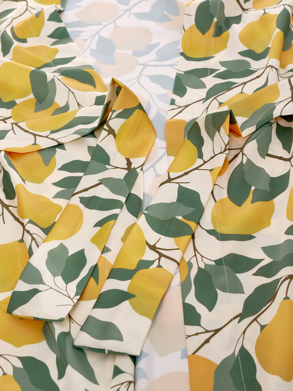 Шелковый халат-кимоно с лимонами