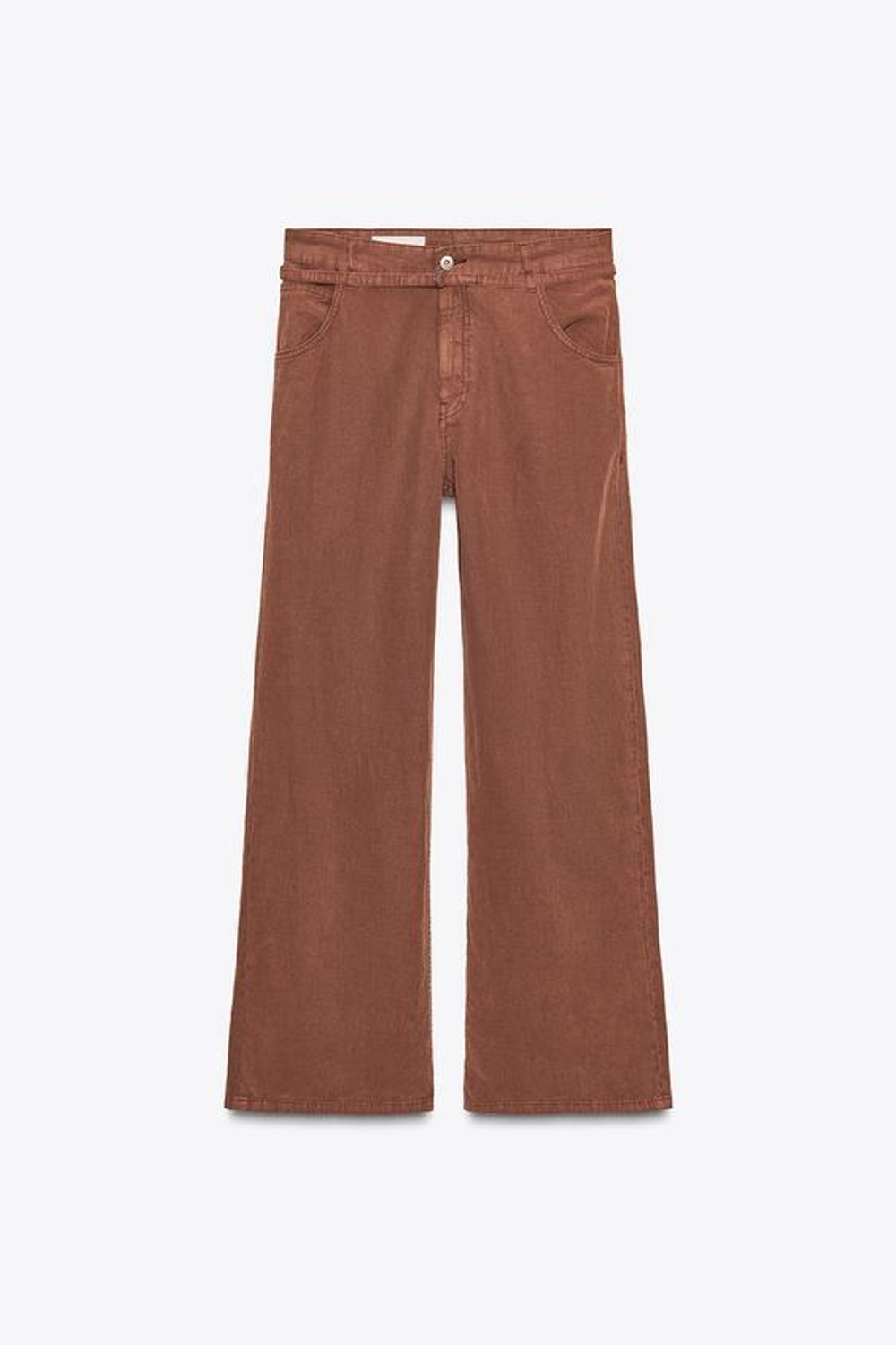 ZARA СТРУЯЩИЕСЯ БРЮКИ С РЕМНЕМ, ТЕРРАКОТОВЫЙ