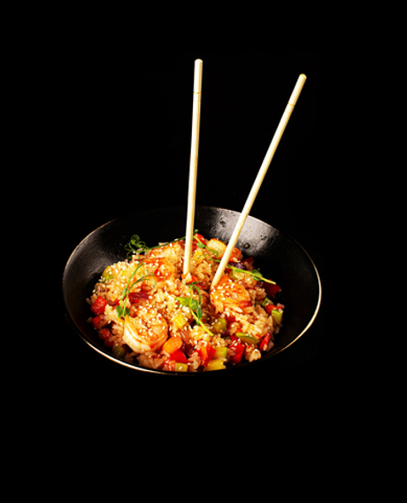 WOK с рисом с креветками