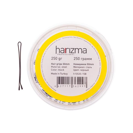 Невидимки для волос Harizma, 50 мм, прямые, черные (h10535-15B)