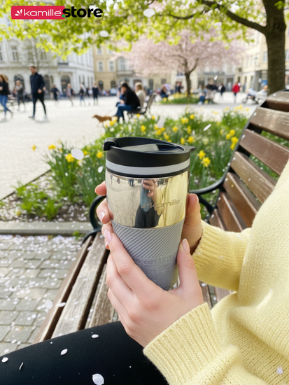 Термокружка 320 мл. из нержавеющей стали Kamille KM 2155 с TPR накладкой