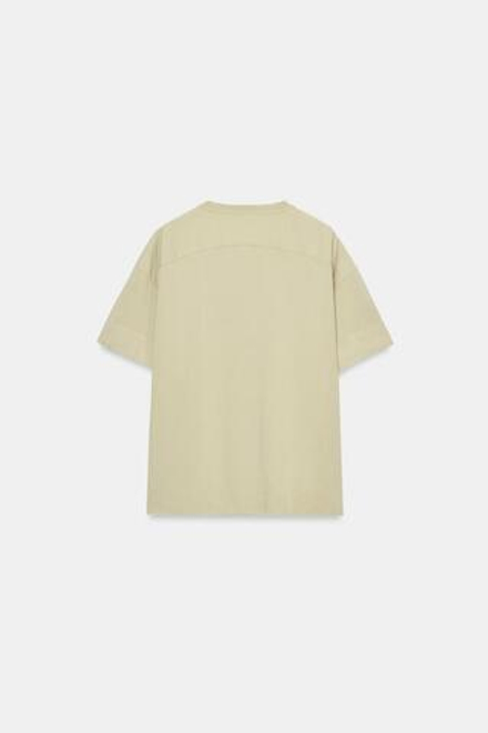 ZARA ФУТБОЛКА ИЗ ПЛОТНОГО ХЛОПКА С КОРОТКИМИ РУКАВАМИ, СВЕТЛО-ЗЕЛЕНЫЙ