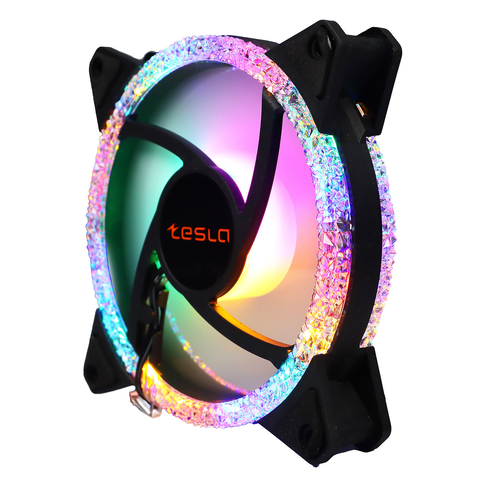 Комплект из 3 вентиляторов TESLA RGB120-3D3, 120мм, 1200rpm, 3-pin+Molex, прозрачный-белый/RGB, 38CFM, 21дБ, антивибропрокладки (TSL-120-3D3)