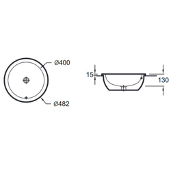 Раковина встраиваемая сверху Jacob Delafon Vox D.48см. EYL102-00 круглая схема