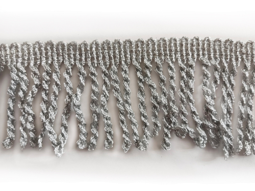 Бахрома  витая металлизированная люрекс 5.5см серебро