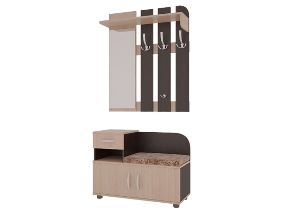 Тумба для прихожей «Аврора» (дуб млечный/венге), ЛДСП 16 мм, Мебельсон, г. Ижевск