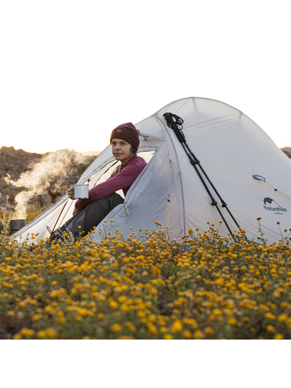 Палатка Naturehike Cloud Up EXT Si 2-местная, алюминиевый каркас, сверхлегкая, серо-желтая