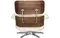 Кресло с оттоманкой Eames Lounge, Premium U.S. version, кремовая кожа, орех