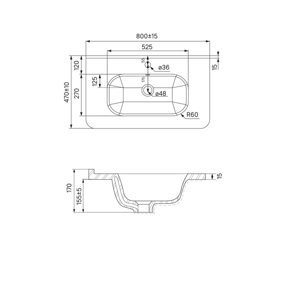 Умывальник мебельный IDDIS Optima Home, 80 см, 010, 0108000i28