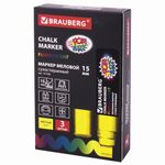 Маркер меловой "POP-ART" ЖЕЛТЫЙ, 15 мм, сухостираемый, для гладких поверхностей, BRAUBERG, 151538