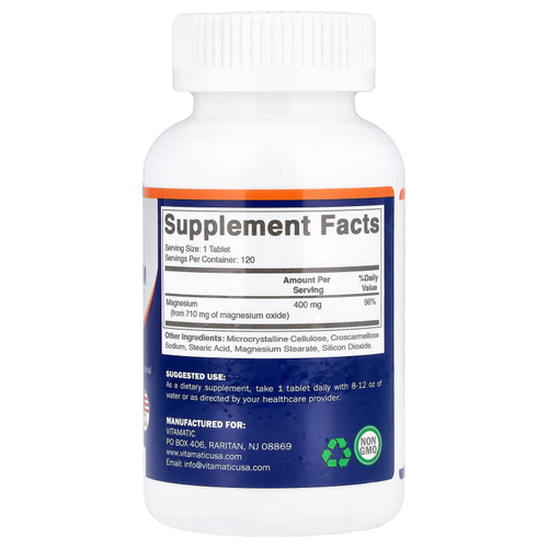 Vitamatic, магний, 400 мг, 120 таблеток