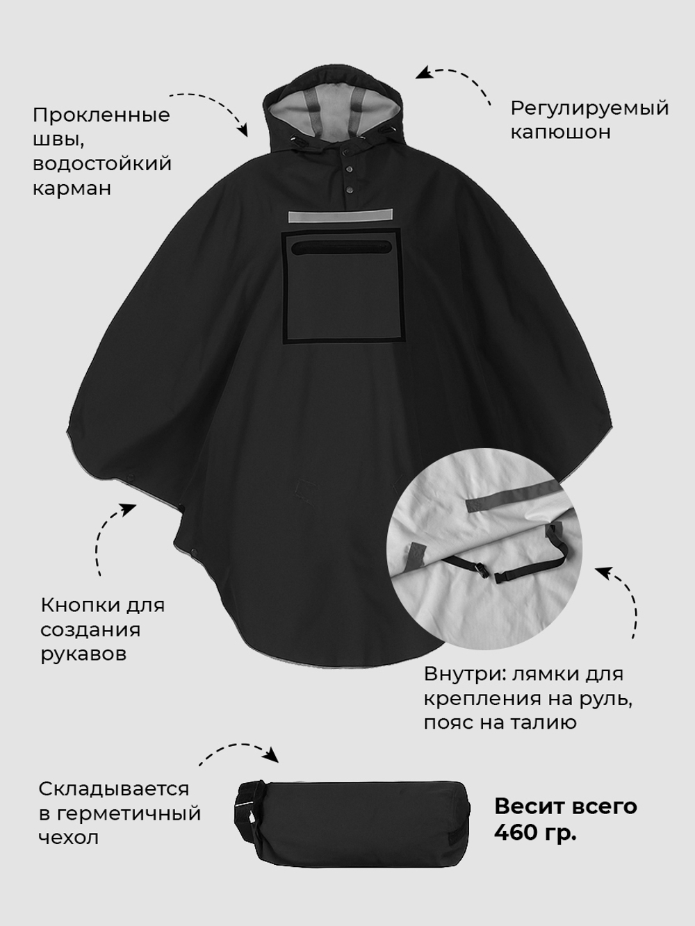 Дождевик-пончо черный Gamp Coal Black