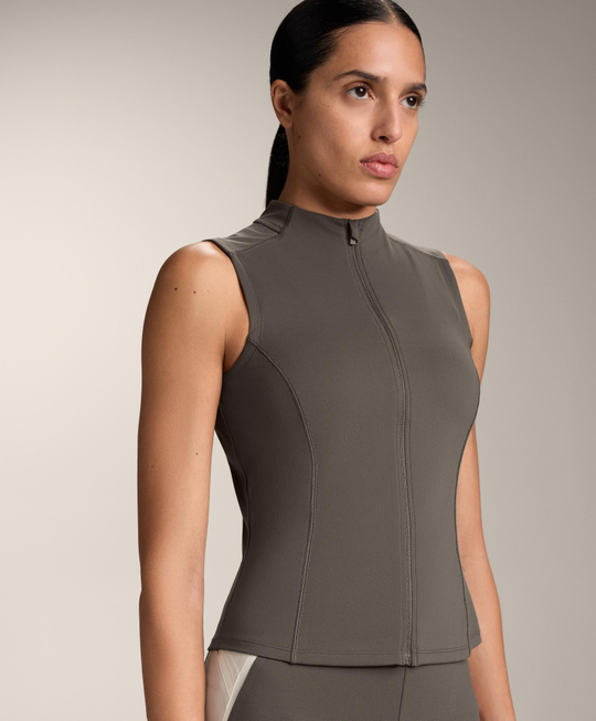 Oysho Футболка на молнии без рукавов, угольный