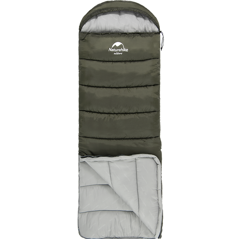 Спальный мешок-конверт Naturehike U150, хаки, молния справа (NH20MSD07)
