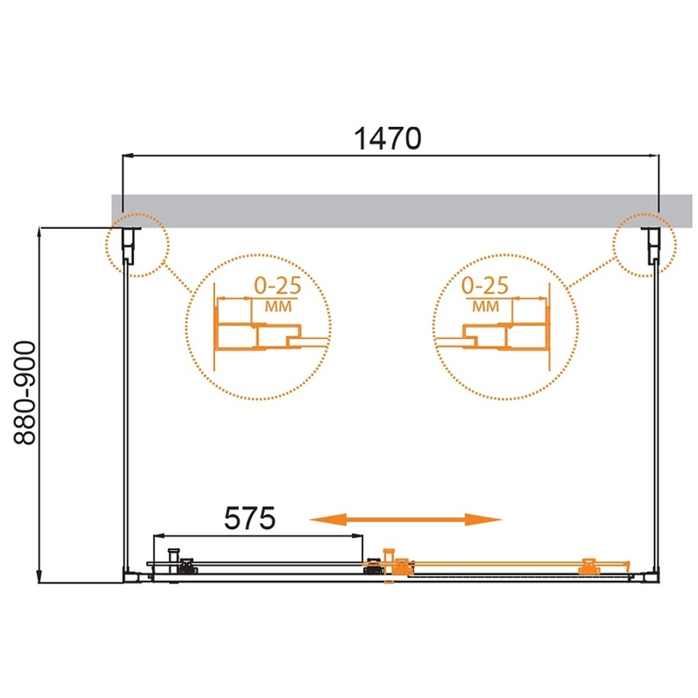 Душевой уголок Cezares Molveno 150x90 MOLVENO-AH-12-150/90-P-Cr профиль Хром стекло рифленое
