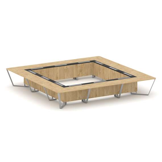 Steel Meet Стол переговорный квадратный KM-PR.B.SP-24K Тиквуд Светлый/Графит Глянец/Металл Серый 480