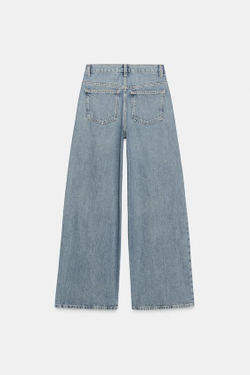 ZARA ДЖИНСЫ TRF WIDE LEG С ПЕРЕКРЕСТНОЙ ТАЛИЕЙ И ВЫСОКОЙ ПОСАДКОЙ, ВЫЦВЕТШИЙ СИНИЙ