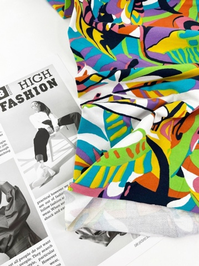 ЯРКАЯ АБСТРАКЦИЯ - трикотажное полотно Браш, пенье (1077)