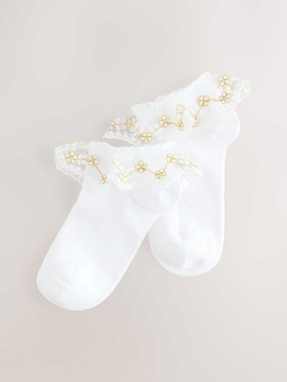 Носки хлопковые с рюшами для девочки Next AU2-573, 2 шт., Белый
