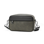 POLO Synthetic Leather Crossbody Bag, Shoulder Bag Medium Men"s Gray Green & Black
