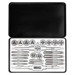 Набор метчиков и плашек метрических 24пр.(М5х0.8/0.9, М6х0.75/1.0, М8х1.0/1.25, М10х1.25/1.5, М12х1.5/1.75), в металлическом кейсе Forsage F-M024-1