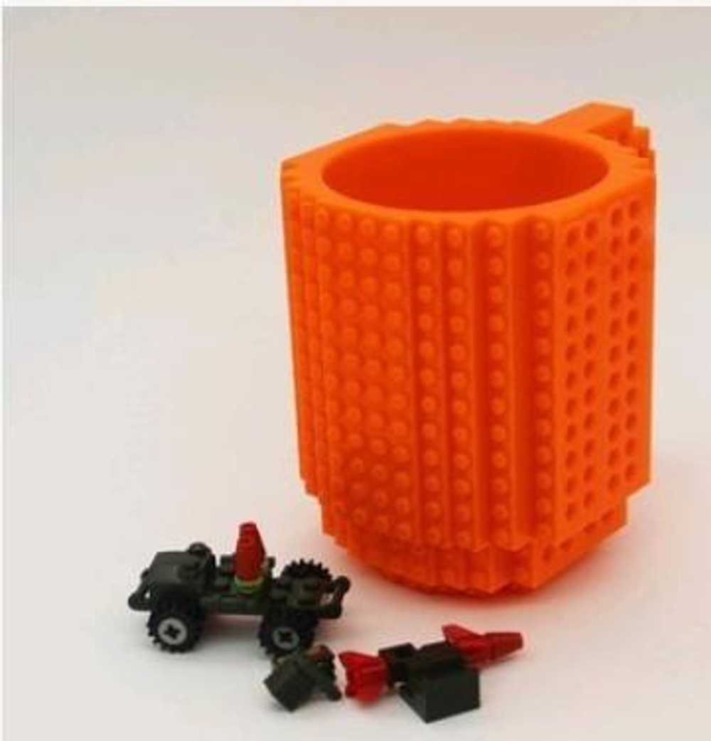 281001 Кружка "ЛЕГО" h=12см, d=9,6см, пластик оранжевый