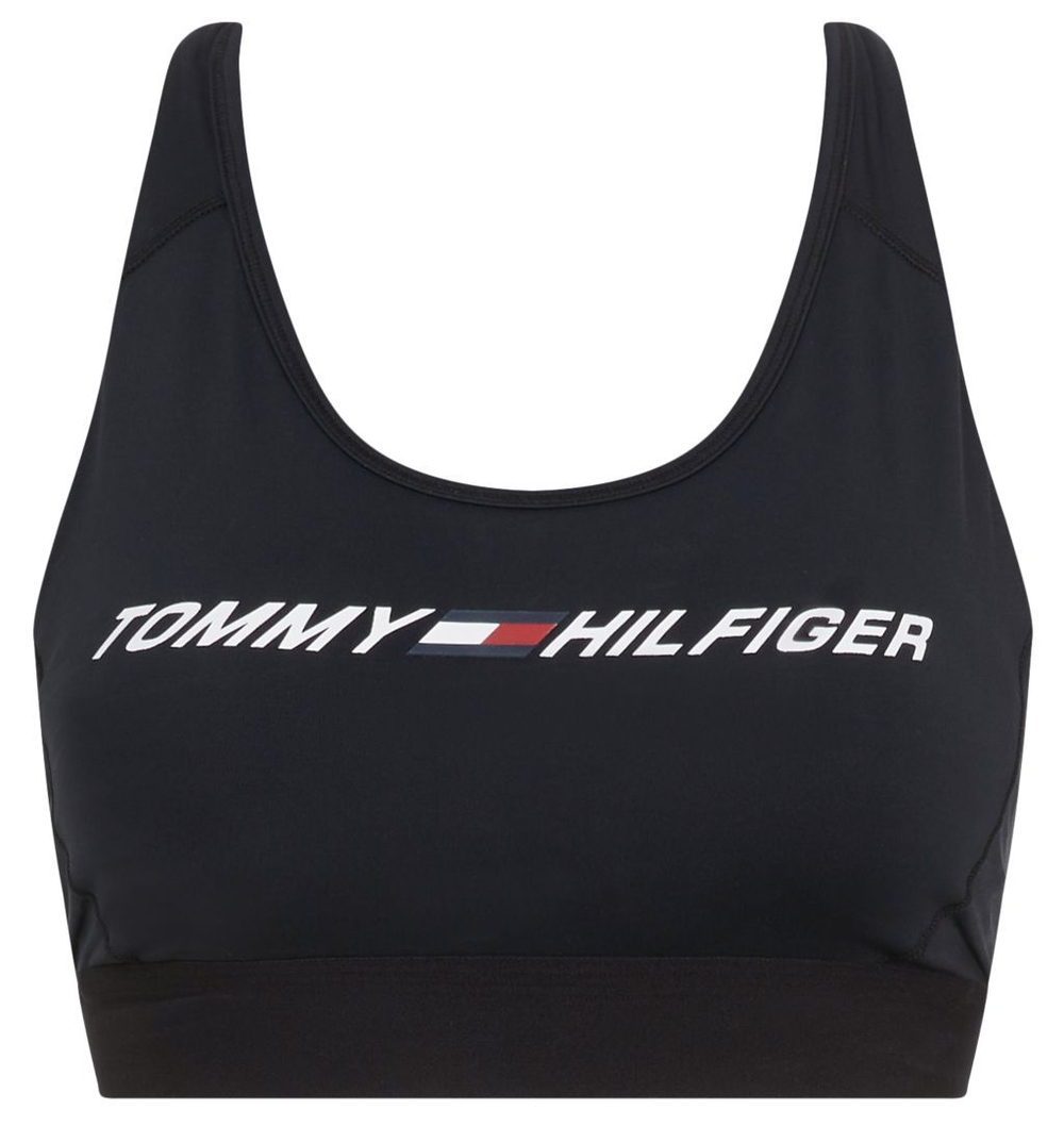 Теннисный бюстгальтер Tommy Hilfiger Mid Intensity Graphic Racer Bra - Black