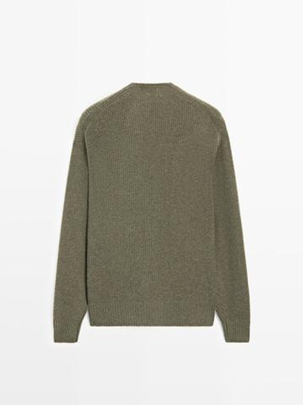 Massimo Dutti Вязаный кардиган с V-образным вырезом, зеленый