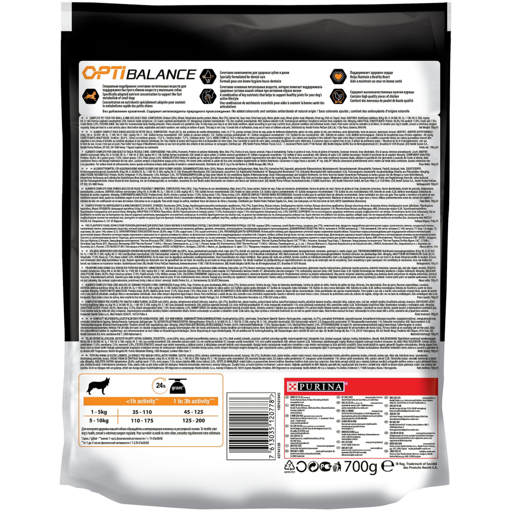 Сухой корм Pro Plan Mini Adult для взрослых собак мелких пород, с высоким содержанием курицы 700 г