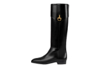 GUCCI Horsebit Leather Knee high Boots 2cm Women"s Black
