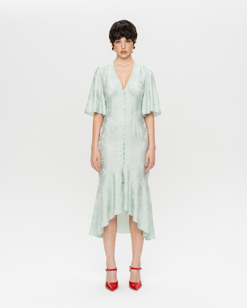 Платье миди из вискозы со струящимися рукавами