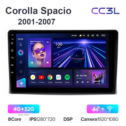 Teyes CC3L 9"для Toyota Corolla Spacio 2001-2007