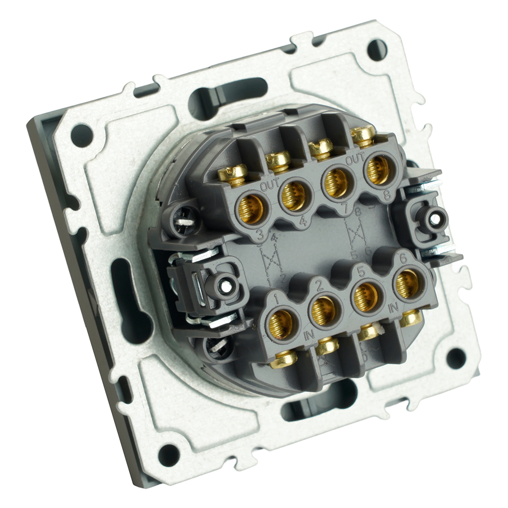 Переключатель перекрестный 2-клавишный (механизм), STEKKER, 250В, 10А, серия Эмили, RSW10-5111-10, платиново-серый, soft touch 50166