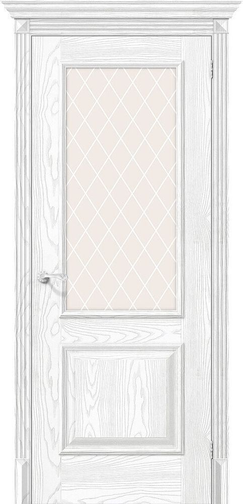 Дверь Классик-13 / Цвет Silver Ash / Стекло White Сrystal / Двери Браво