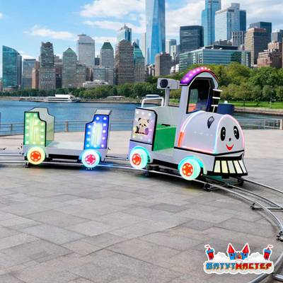 Детский рельсовый поезд «Панда-топ-топ», 7 кабинок, 14 мест