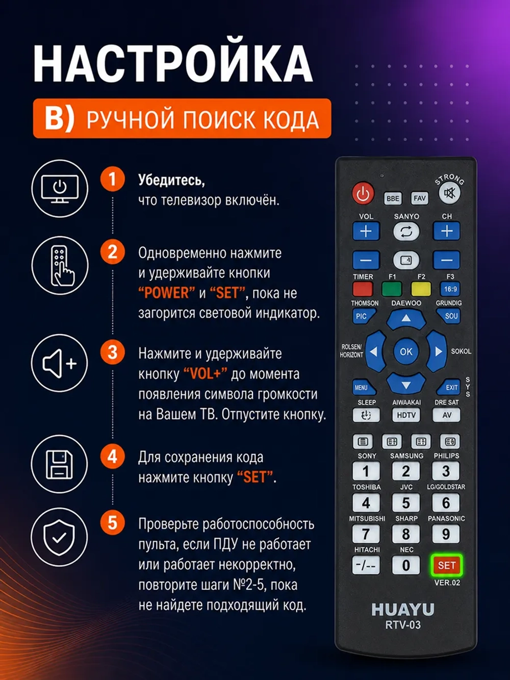 Универсальный пульт для телевизоров  PDUHRM1714 PDUHRM1714