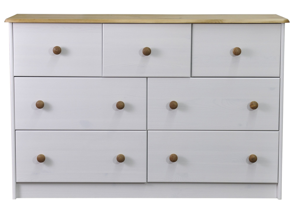 Комод, 113х35х73, Хаба, с ящиками, для одежды, под телевизор, белый, массив дерева, Dipriz