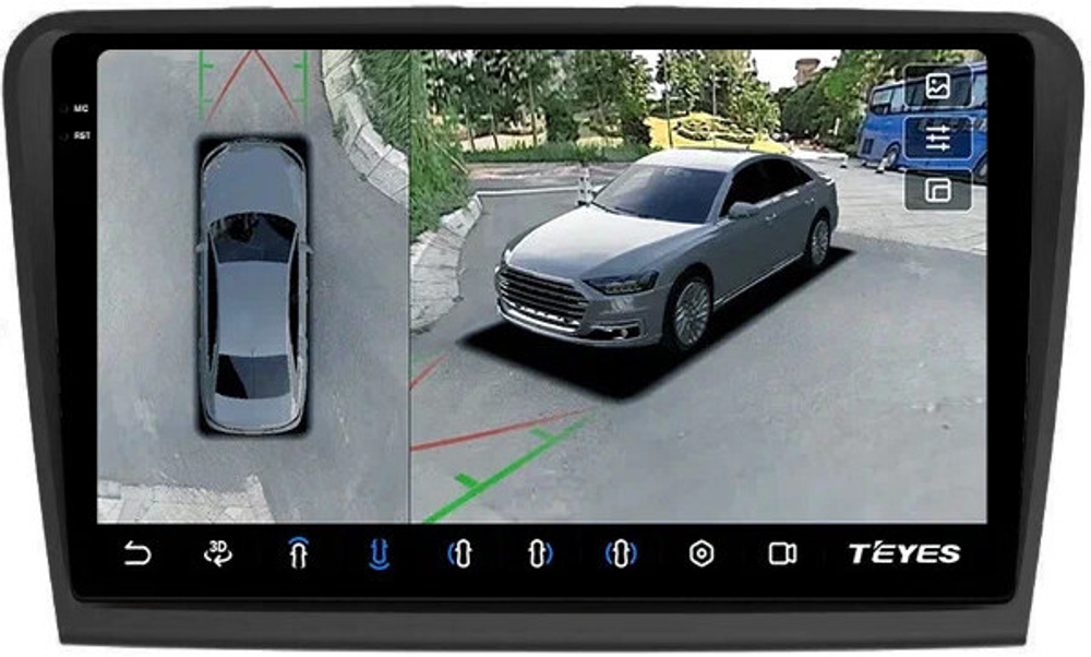 Магнитола для Skoda Superb 2008-2014 B6 - Teyes CC3-2K-360 на Android 10, 2K QLED, 6Гб+128Гб, CarPlay, 4G SIM-слот, 4 камеры в комплекте