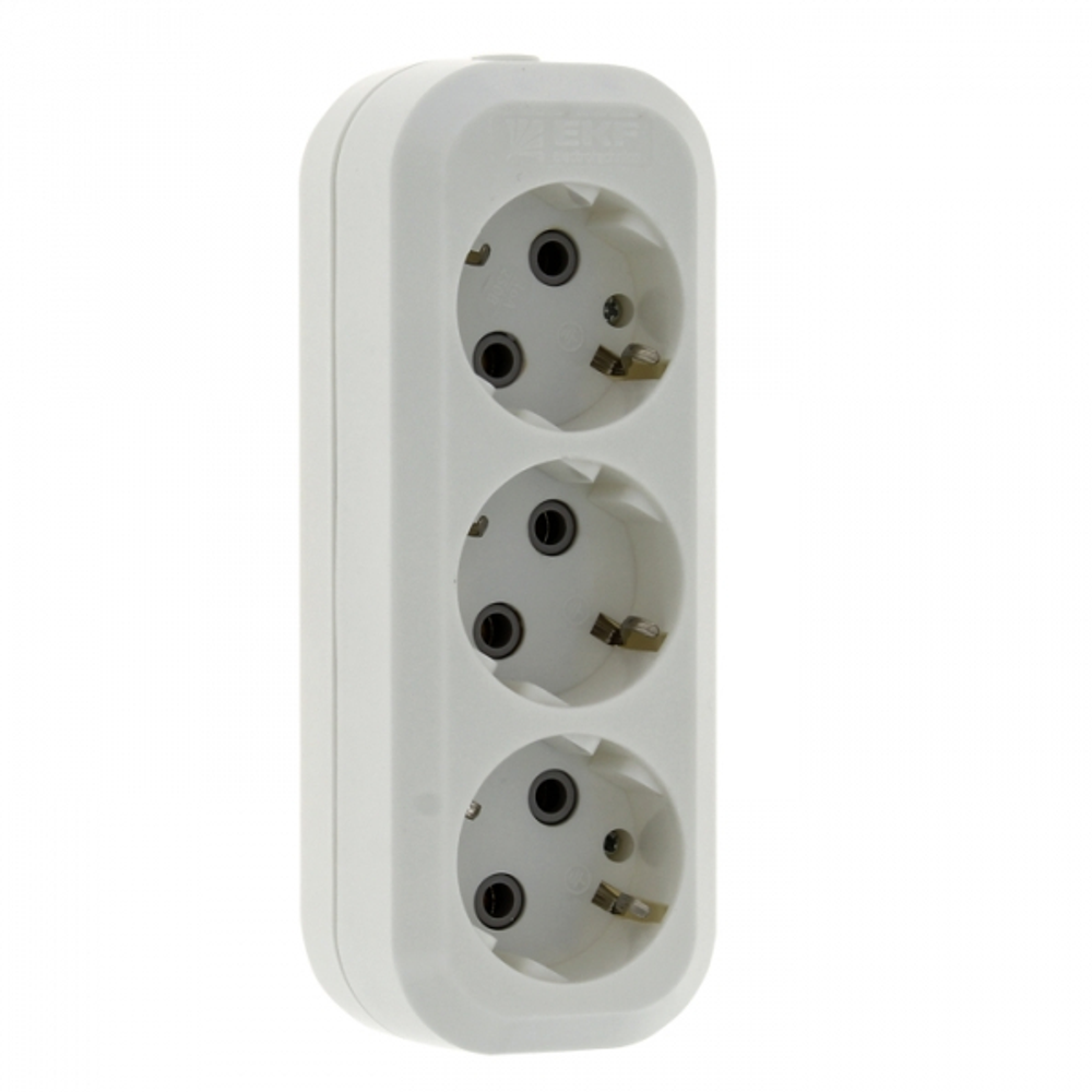 Колодка EKF "Эксперт" 3 гнезда 16А/3,5кВт с заземляющими контактами, 126055