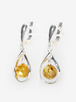 Серьги с натуральным янтарем