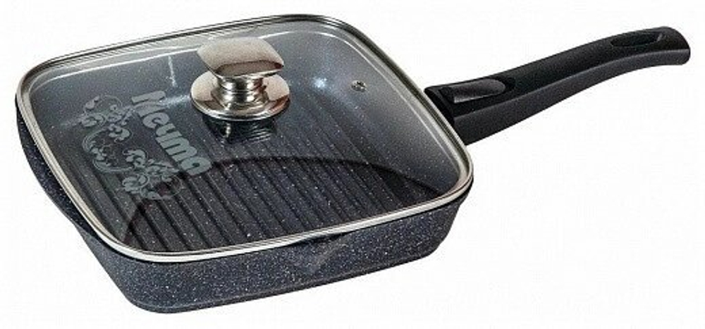 Сковорода-гриль квадр 26*26 АП Гранит star со съемной ручкой  и стекл крышкой арт с066803 (6)
