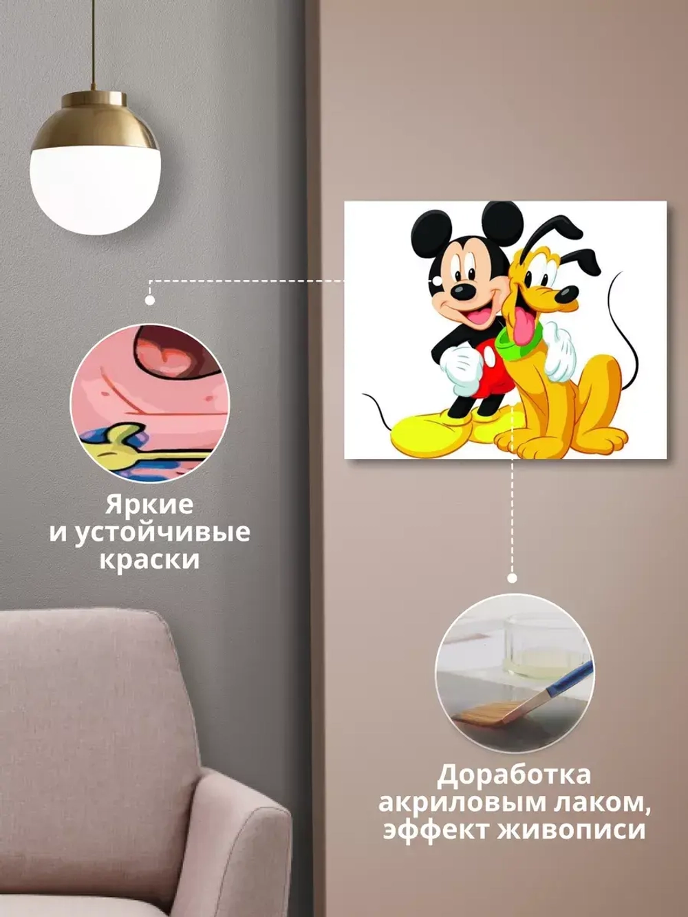 Модульная интерьерная картина на стену детская Микки Маус