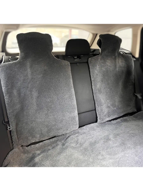 Меховая накидка на заднее сиденье (диван 1, спинки 2) серая