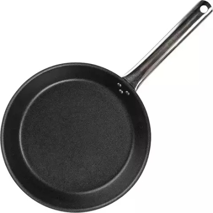 Сковорода сталь нерж.,тефлон D=28,H=5,L=52см металлич.,черный