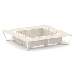 Steel Meet Стол переговорный квадратный KM-PR.B.SP-20K2 Денвер Светлый/Ваниль Глянец/Металл Белый 40