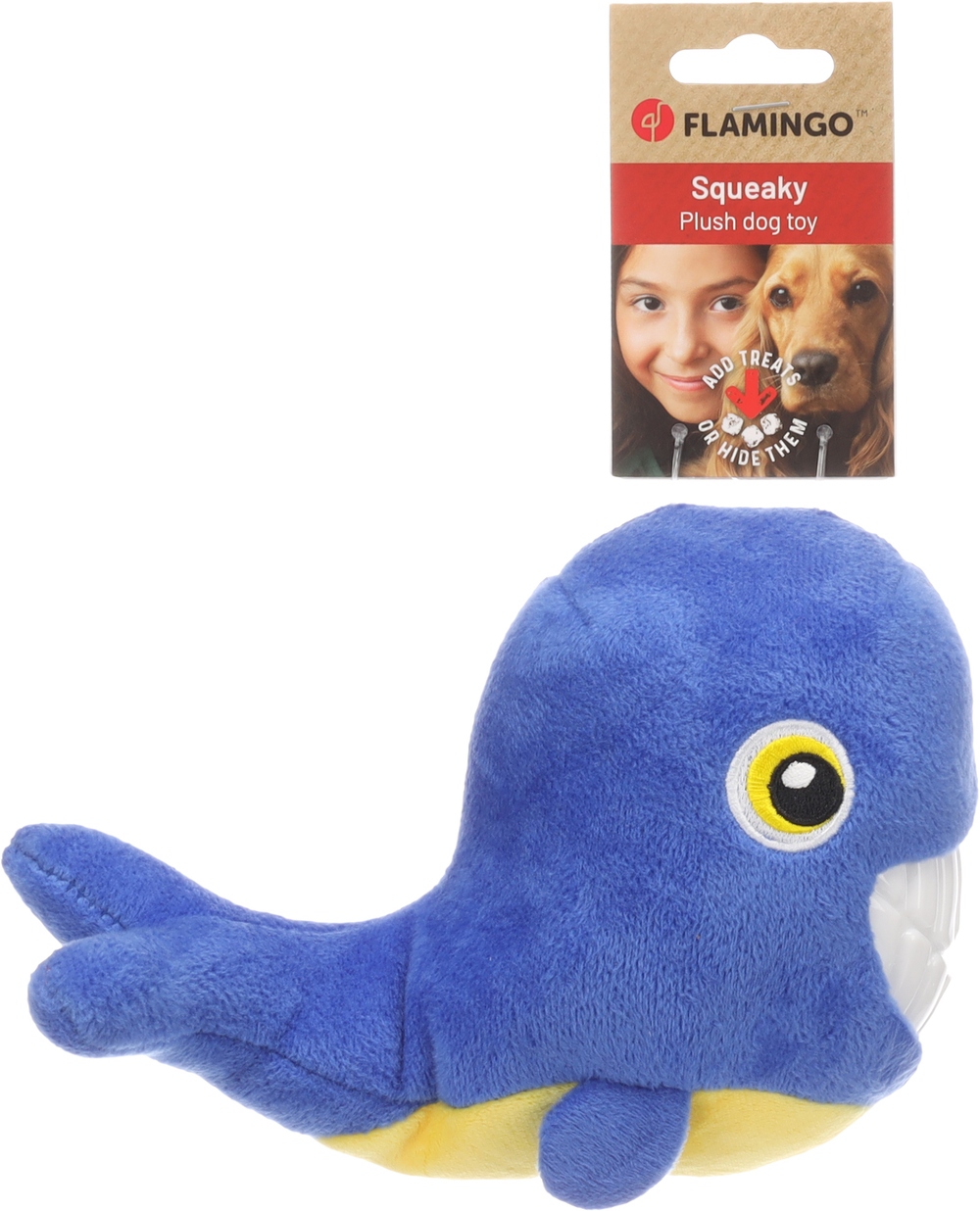Игрушка для собак Кит, для лакомств, 12,5 x 21 x 12 см, плюш/TPR, Flamingo